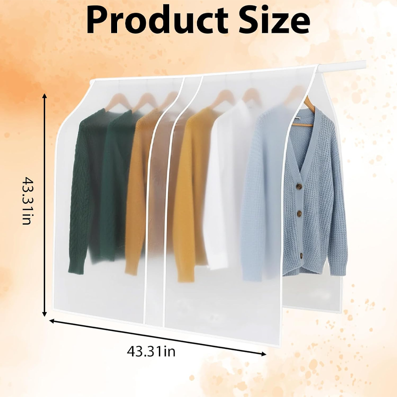 Universal Clothes Hanger Cover. White garment storage dust cover. Breathable fabric with elastic bottom. - Image 2