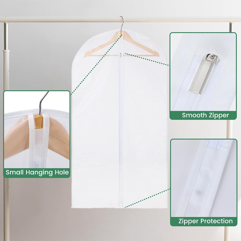 12-Pack Clear Garment Bag - Suit bag for closet, suitable for travel storage - Size 24" x 42" - Image 3