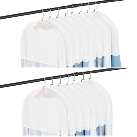 15-Pack Clear Shoulder Protectors, Breathable Garment Dust Covers, Suitable for Suits, Coats, Jackets, and Dresses, Closet Storage, 24'' x 12" x 2"