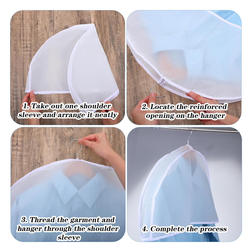15-Pack Clear Shoulder Protectors, Breathable Garment Dust Covers, Suitable for Suits, Coats, Jackets, and Dresses, Closet Storage, 24'' x 12" x 2" - Image 2