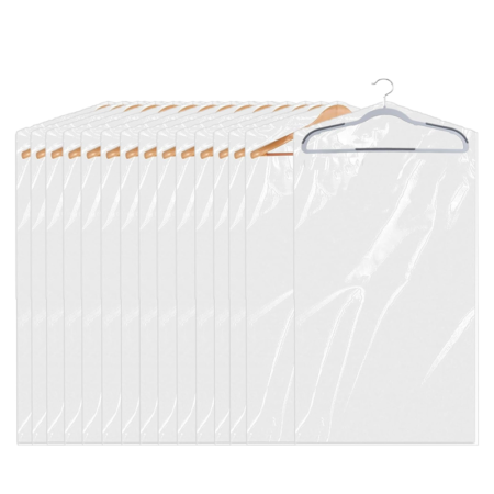 15-Pack Clear Plastic Garment Protectors, Dry Cleaning Bags, Hanging Garment Dust Protectors, Suitable for Home Storage, Clothing Stores, and Travel (24 x 40 inches)