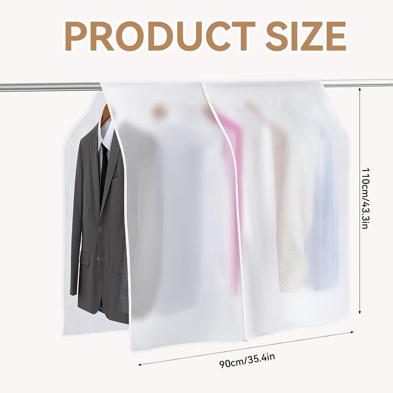 Garment Hanger Covers, Dust Protectors, Garment Storage Bags, Multi-functional Storage, Waterproof Hanger Protectors, Clear Shoulder Frame Covers, Suitable for Suits, Coats, and Dresses, 35.43 x 43.31" Inches - Image 2
