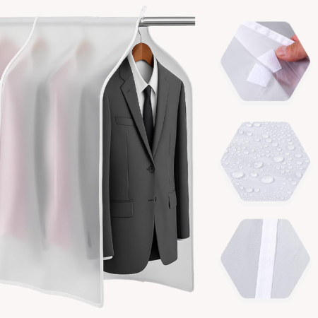 Garment Hanger Covers, Dust Protectors, Garment Storage Bags, Multi-functional Storage, Waterproof Hanger Protectors, Clear Shoulder Frame Covers, Suitable for Suits, Coats, and Dresses, 35.43 x 43.31" Inches