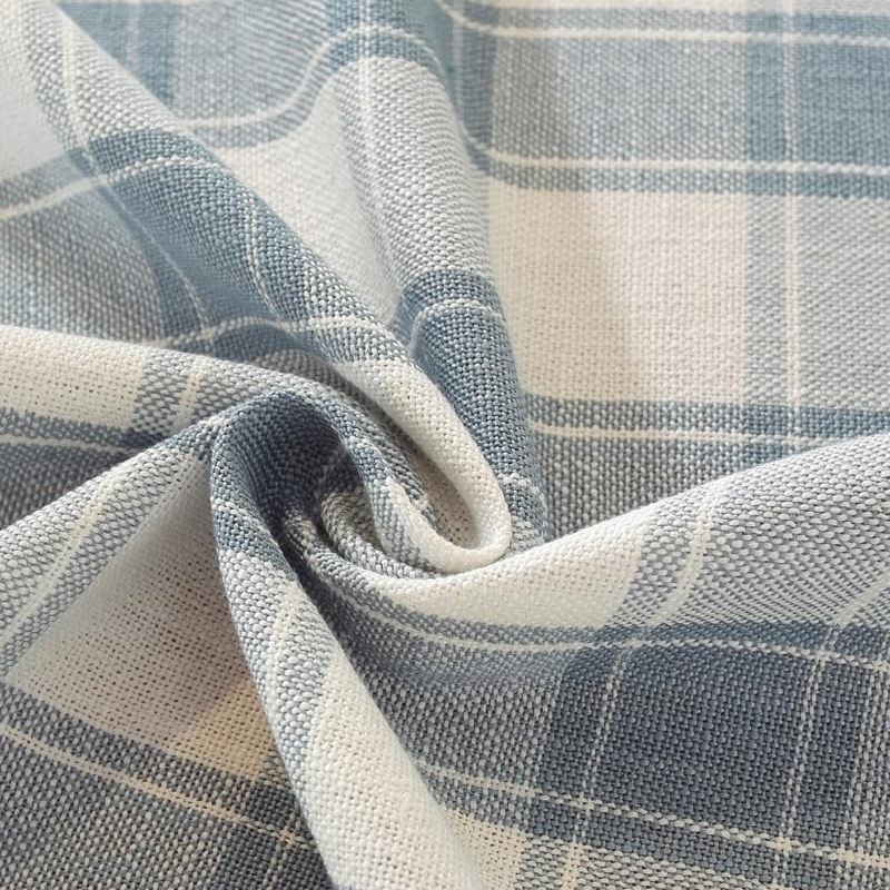 Durable cotton-linen rectangular tablecloth, farmhouse style, dustproof tablecloth for dining tables (checkered blue, 52"x52" (square)) - Image 3