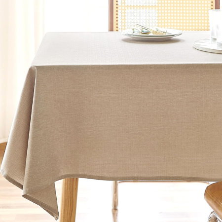 Textured polyester rectangular tablecloth, 52x70 inches, water-repellent, splash-proof, wipeable party tablecloth, suitable for farmhouse birthday spring tablecloths and sizes up to 36"x54"