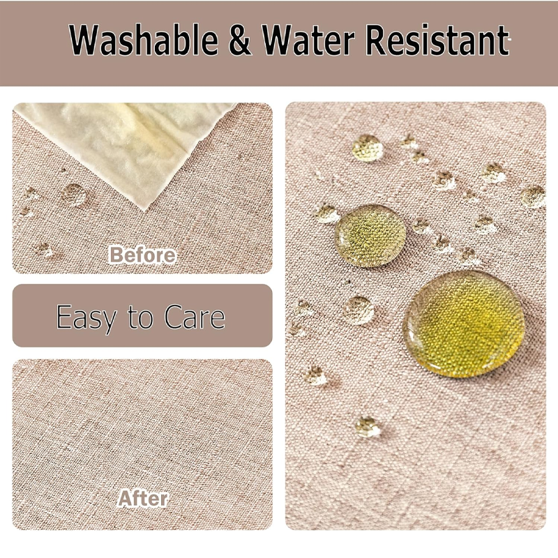 Textured polyester rectangular tablecloth, 52x70 inches, water-repellent, splash-proof, wipeable party tablecloth, suitable for farmhouse birthday spring tablecloths and sizes up to 36"x54" - Image 3