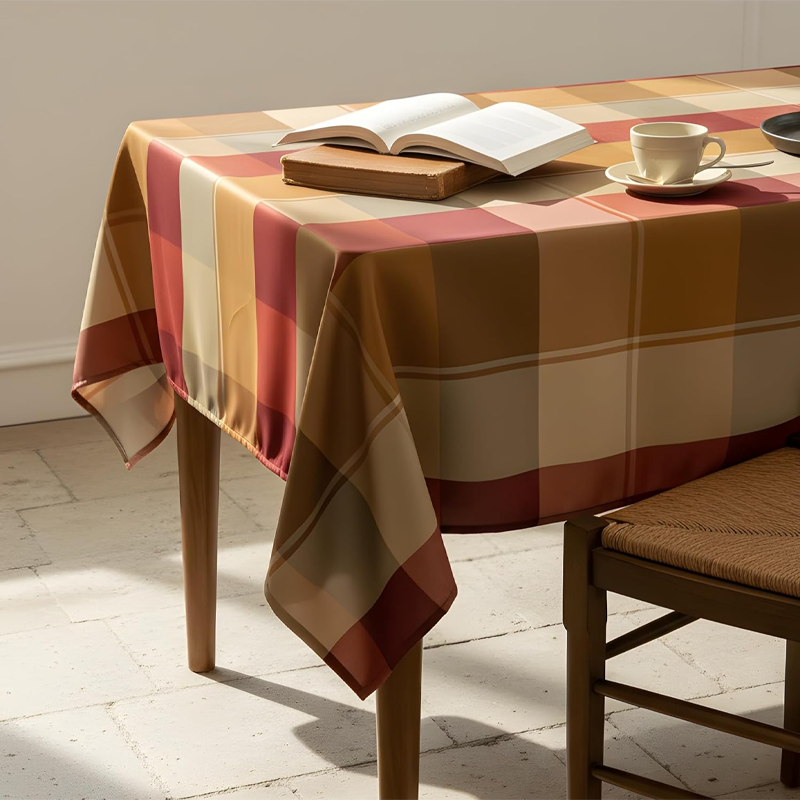 Large Polyester Checkered Tablecloth, 60 x 102 inches - Splash and dust resistant, suitable for indoor and outdoor use. - Image 2